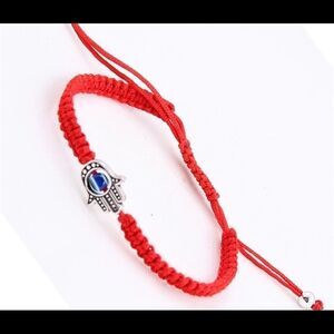 RED HAMSA CORDED BRACELET, ADJUSTABLE‎